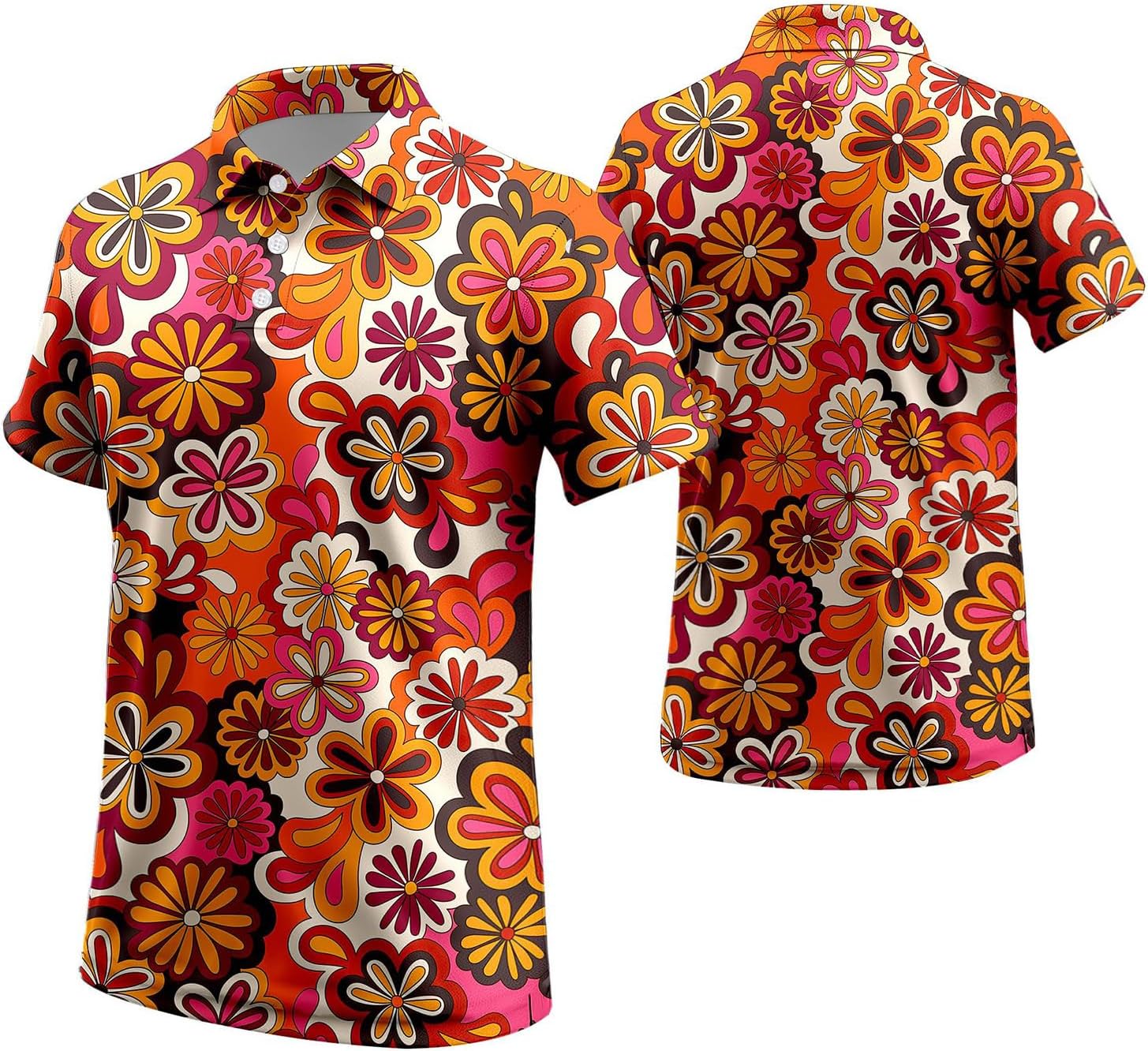 70s Outfits for Men Golf Polo Shirts Short Sleeve Funny Disco Costume