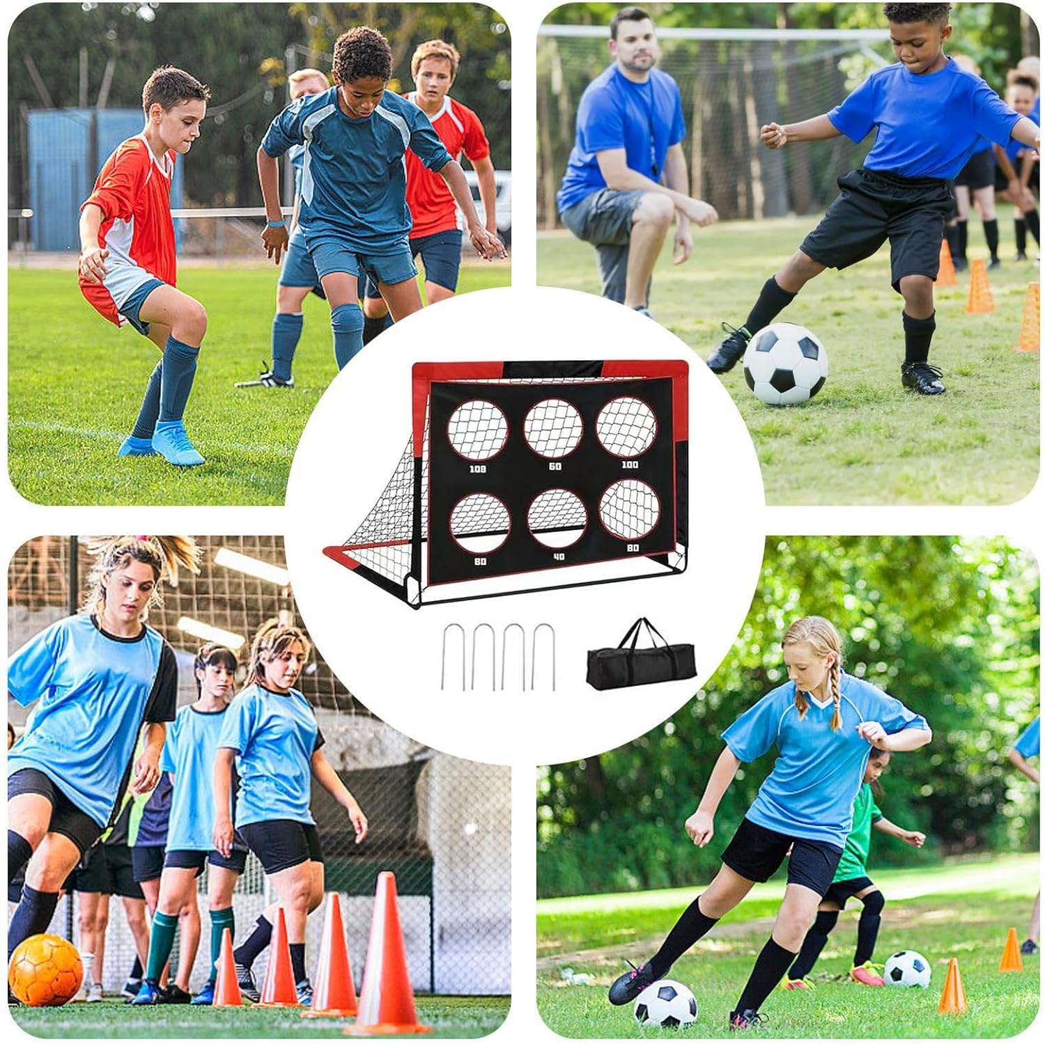 Soccer Goal for Back Garden, Modern Design Rectangle Trainer Set, Foldable Rectangular Football Goal for Outdoor 4ft Wide x 3ft Tall, for Boys and Girls Training