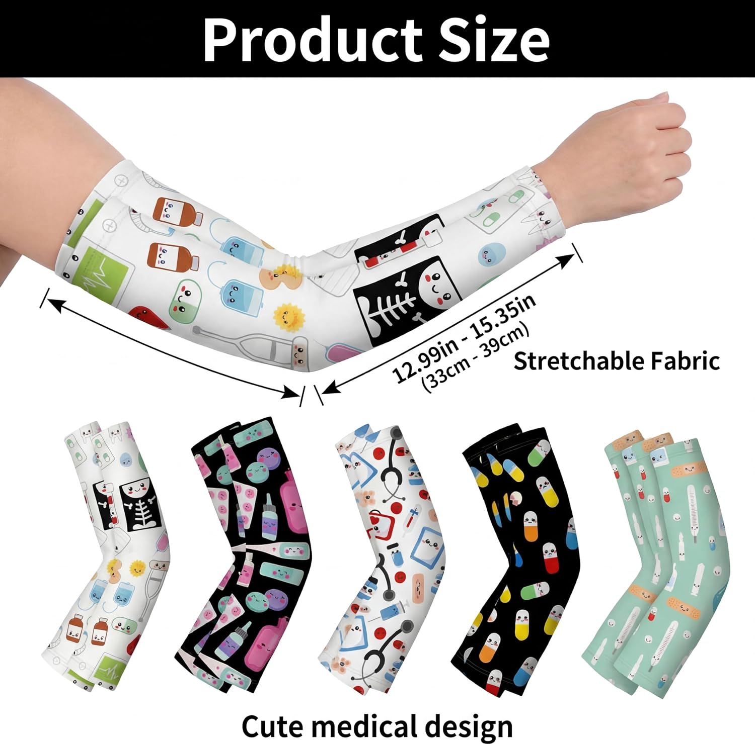 5 Pairs Sleeves to Cover Arms Nurses Gifts Nursing Sun Sleeves image 2