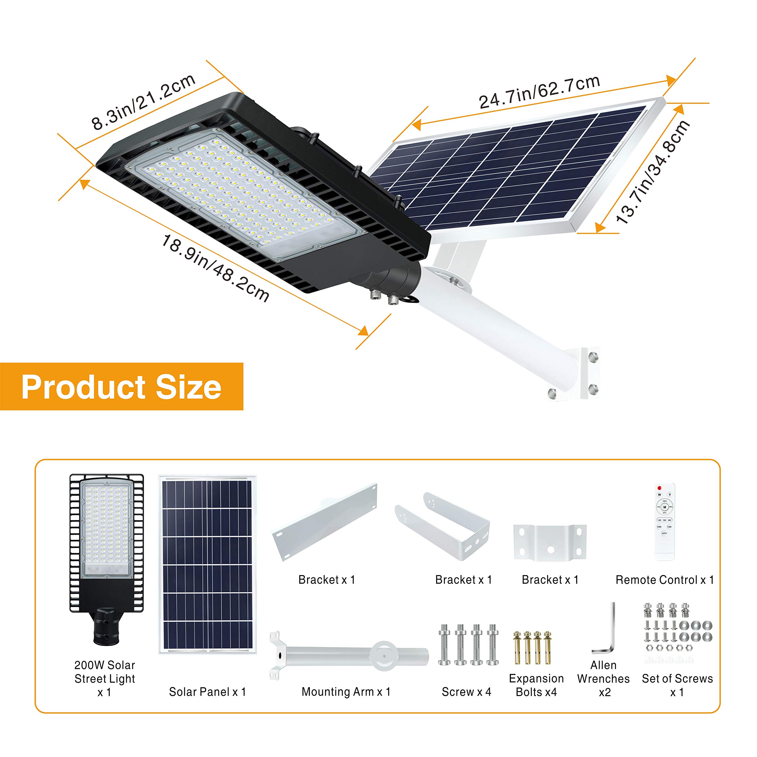 Haofy LED-Solarleuchte 200W Mit Bewegungsmelder - 126 LEDs, Wasserdicht IP65, Fernbedienung, Für Garten & Hof
