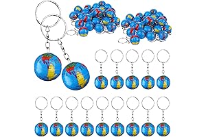 1" Globe Keychains Earth Globe Key Chains Mini Backpack Hook for Travelers 3PCS