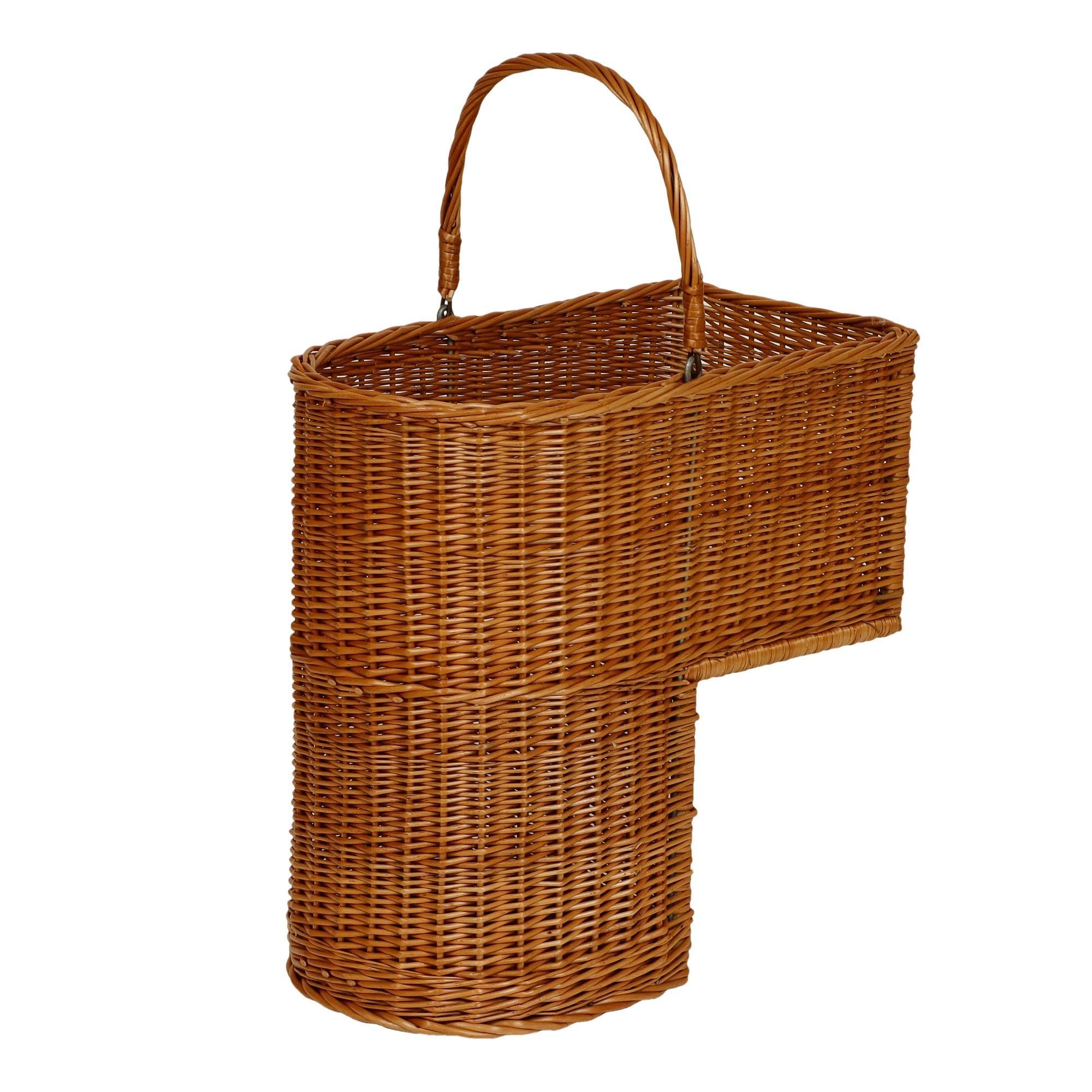 Lycce Cestino per scale con manico in vimini naturale, 20 l (40 x 22 x 40 cm)