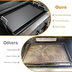 Gratte universelle plate pour le gaz/charbon/Grill électrique, 25" x 16.5" Non-stick FlatTop Cuisinière en carbone pour Weber, Nexgrill, Charbroil, Plaque de cuisson Grill Chef avec Gants en silicone
