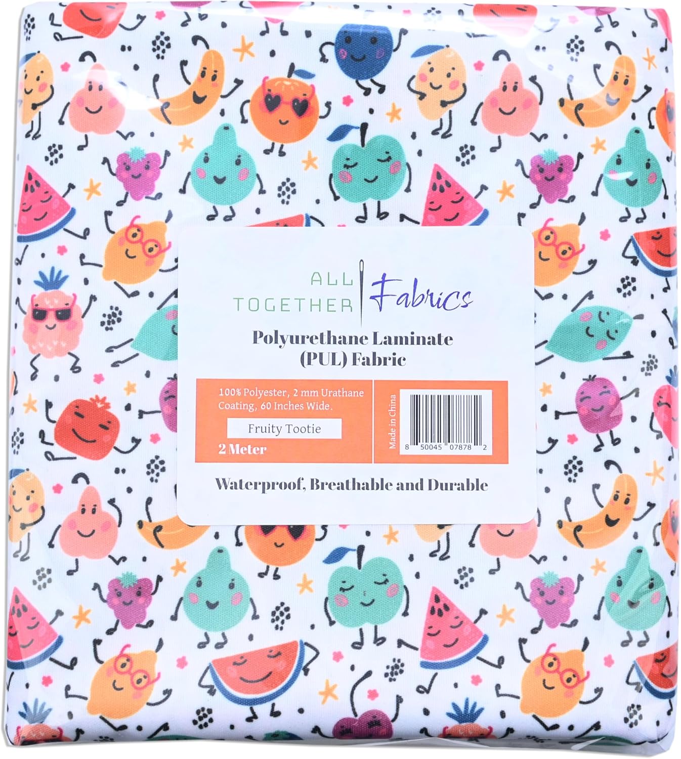 Polyurethane Laminate (PU) Pre-Cut Fabric by the Meter. Waterproof and Breathable. Perfect for Cloth Diapers and Similar Projects. 2 Meter, Fruity Tootie