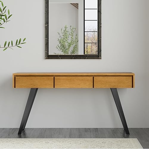 Miniatura 113 de SIMPLIHOME Lowry - Mesa auxiliar cuadrada de madera de acacia maciza y metal, de 22 pulgadas de ancho, moderna, industrial en marrón envejecido café