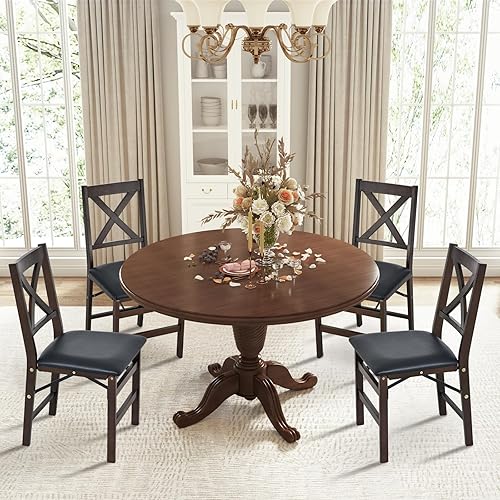 Miniatura 10 de COLAMY Juego de 2 sillas plegables de comedor, sillas plegables con asientos acolchados, sillas plegables de madera para cocina, fiesta, campamento,