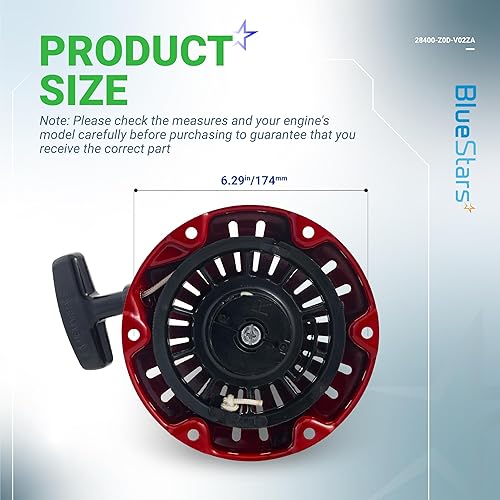 Miniatura 2 de BlueStars Arrancador de retroceso compatible con el motor de motor de apisonamiento Honda GX100 GX100U - Reemplaza 28400-Z0D-V02ZA 28400-Z0D-V03ZA