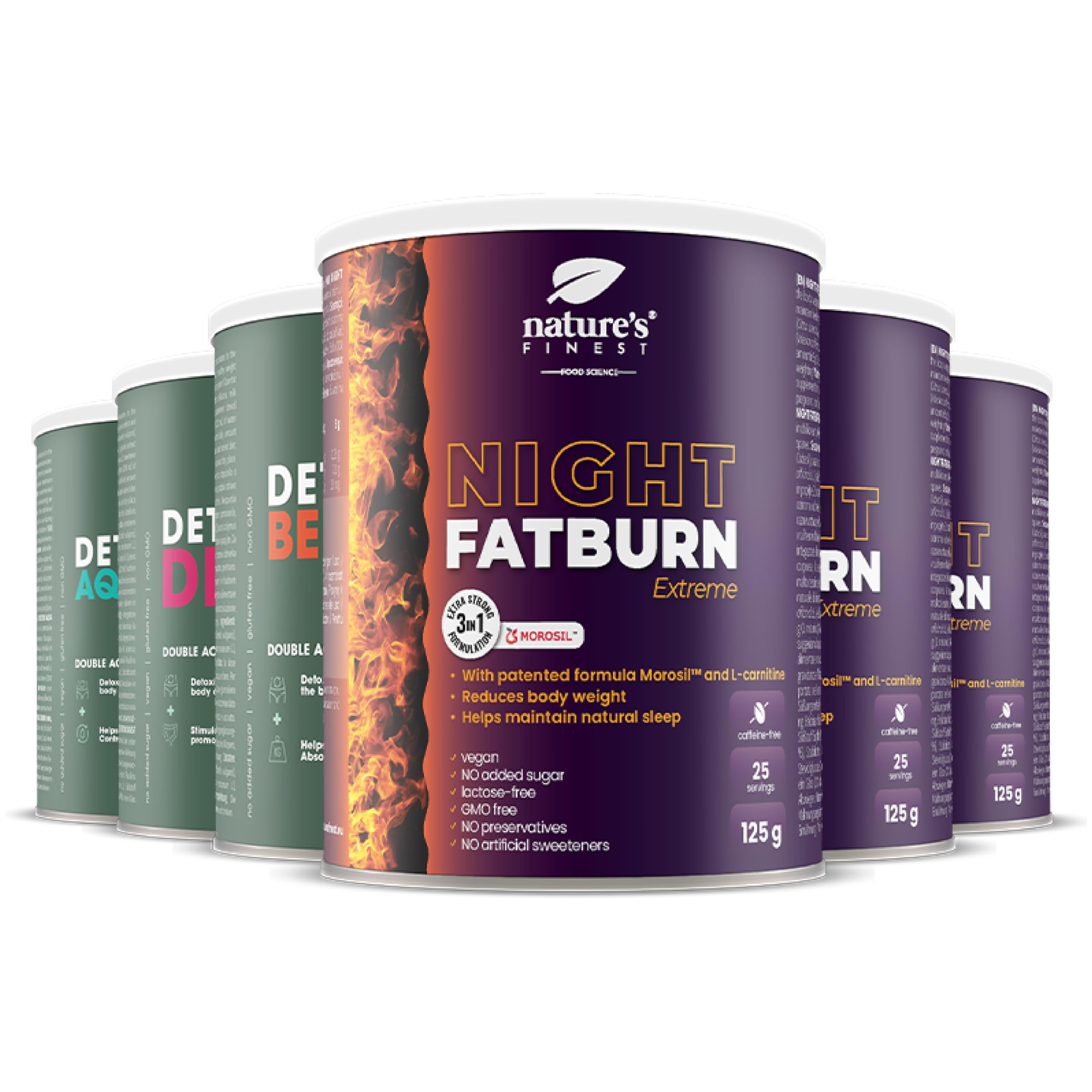 Nature's Finest Coffret 3 Mois, 6 Boissons en Poudre, 750 g | Coffret de 6 boissons en poudre pour 3 mois de routine - gamme Detox (Digest, Belly Burn, Aqua Attack) et Night Burn