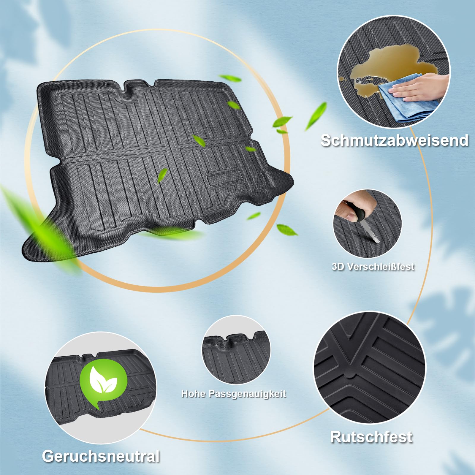 ECOZEN Alfombrilla Maletero 3D para Dacia Sandero 3/Stepway 3 2021-2026 TPE Alfombrilla (Inferior) de Goma para Maletero Impermeable antideslizante Borde Alto Todo Clima Alfombrilla Maletero Sandero 3