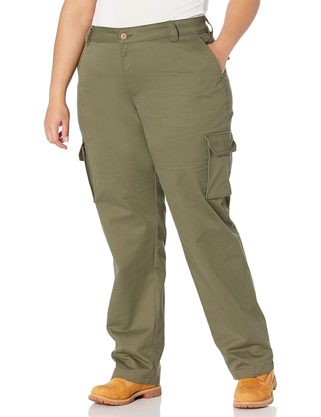 Dickies Womens Plus Size Relaxed Fit Stretch Cargo Straight Leg Pant