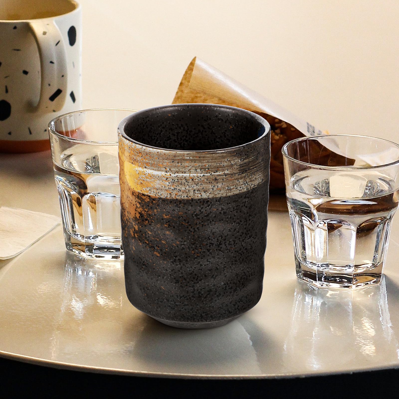 PRETYZOOM Japanische Teetasse Handbemalt Retro Stil 3.94X2.95 Zoll Keramik Tee Tasse Für Teezeremonie Zuhause Büro Teehaus Geschenk