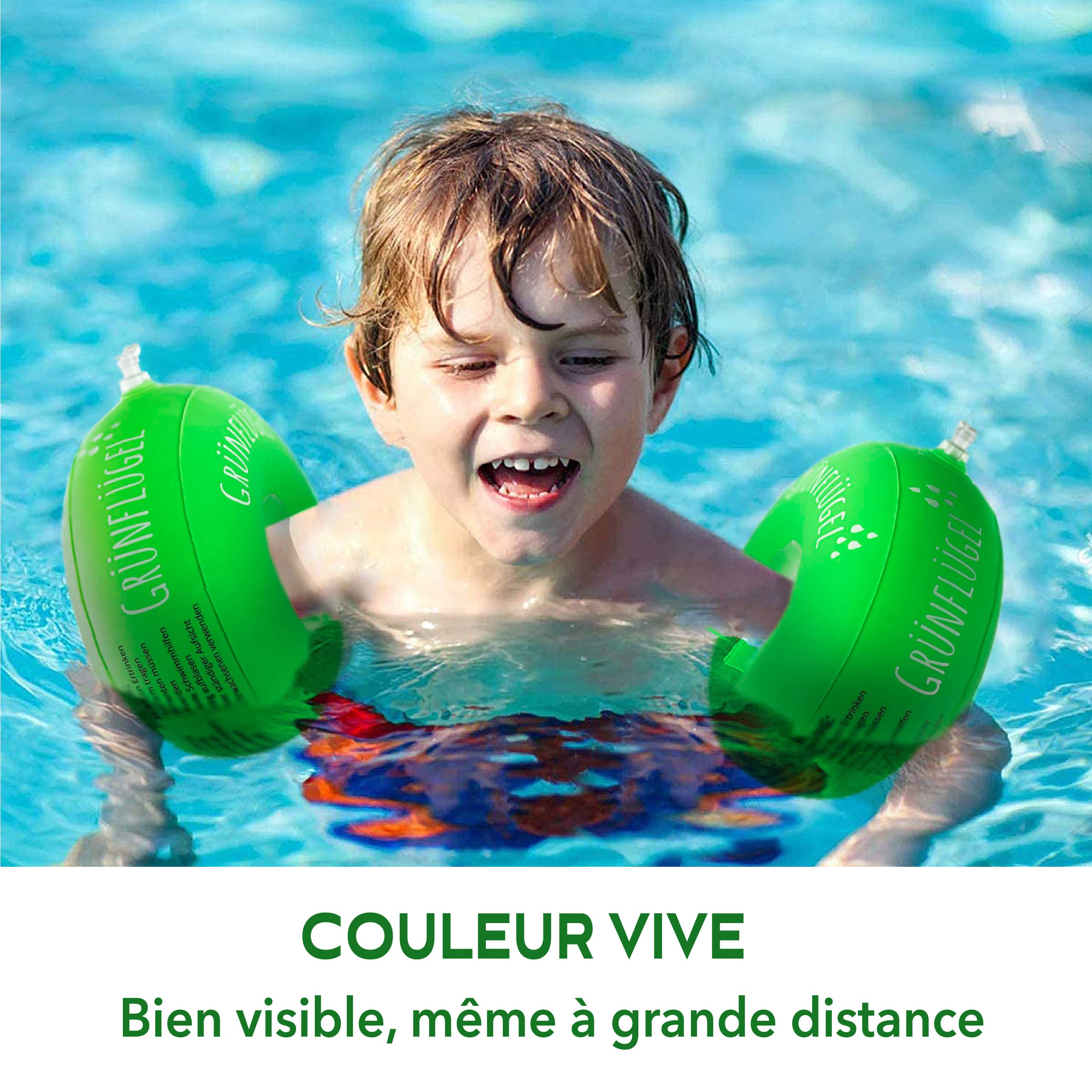 Brassards verts à partir de 1 an - Sûrs, doux pour la peau et sans plastifiants I 11 - 30 kg I Brassards ronds Swim Aide à la natation Bébé à partir de 1 an Enfants 2 ans Brassards