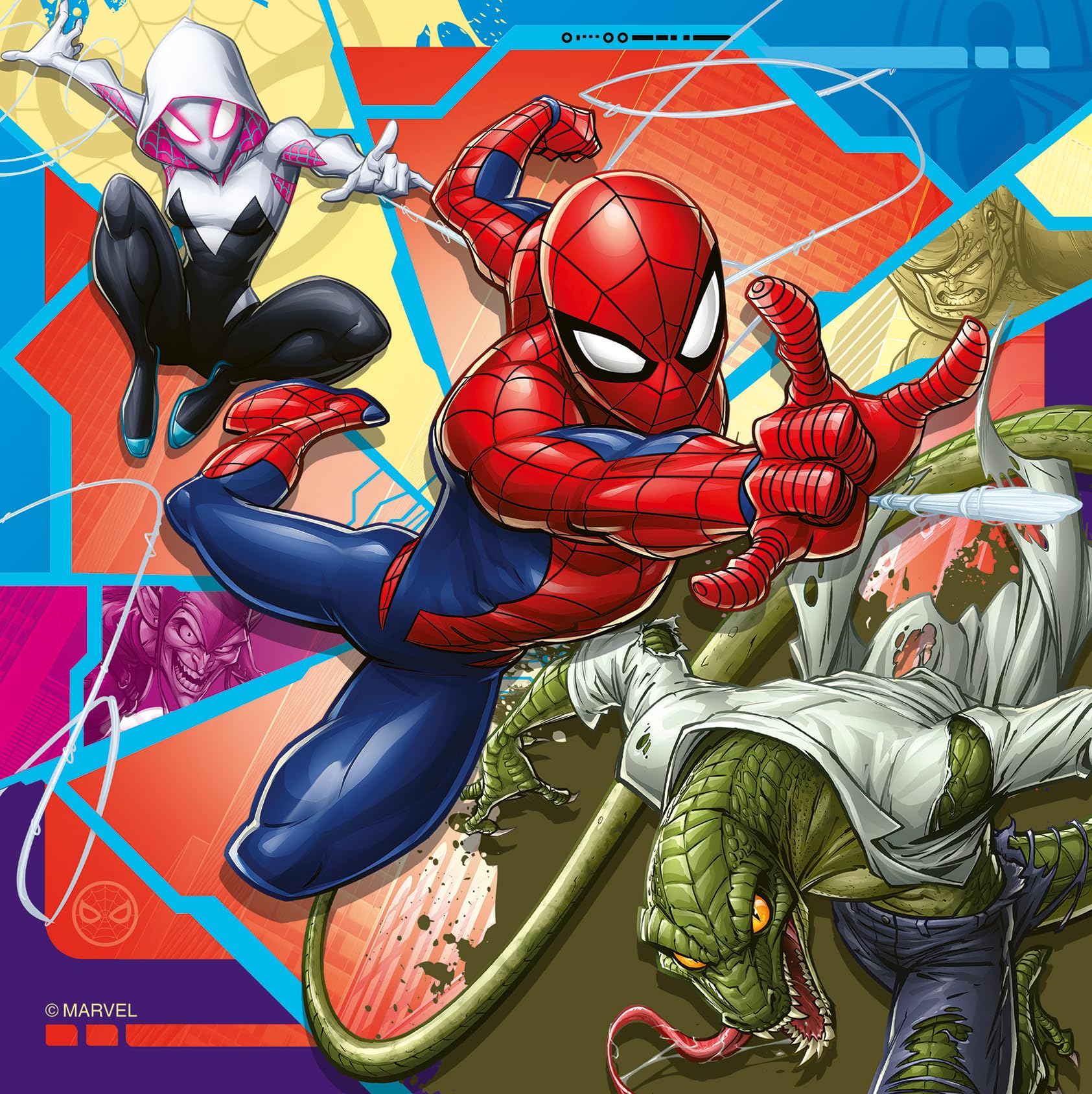 Ravensburger Marvel Spiderman Toys and Gifts - 3x 49 Piece Jigsaw Puzzles for Kids Age 5 Years +, Red and Blue, 21 x 21 cm - Image 3