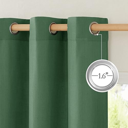 Miniatura 2 de NICETOWN Cortinas de lino verde oliva de 108 pulgadas de largo, con ojales, privacidad, semitransparentes, con filtro de luz, tratamiento de ventana