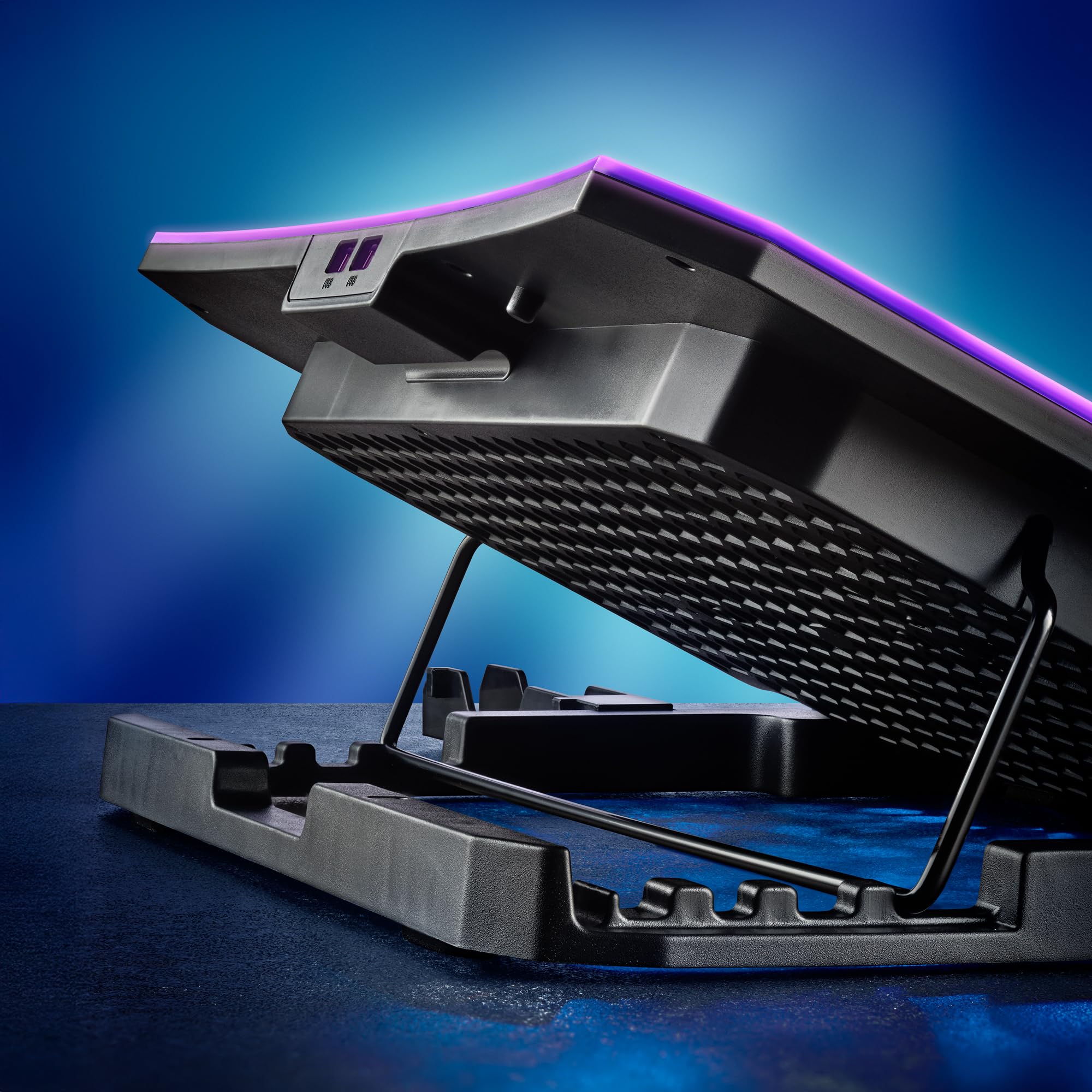 NGS Hero Stand - Base di raffreddamento per laptop, 6 ventole silenziose, RGB, LCD, regolabile, USB, 2400 RPM