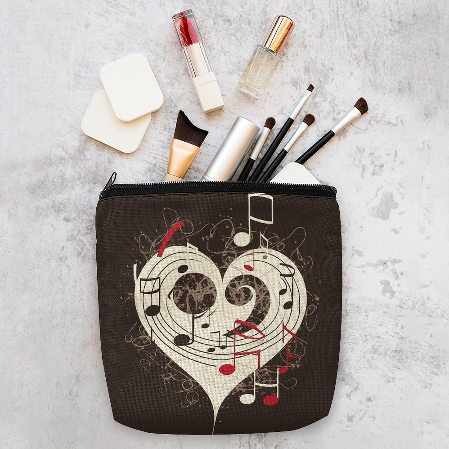 Music Symbols Love Makeup Bag Cosmetic Bag image 4