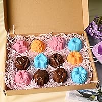 Vista 6 de Sakolla Paquete de 3 moldes de silicona de flores, 12 cavidades de diferentes formas para chocolate, cupcakes, dulces, gelatina, cubitos de hielo
