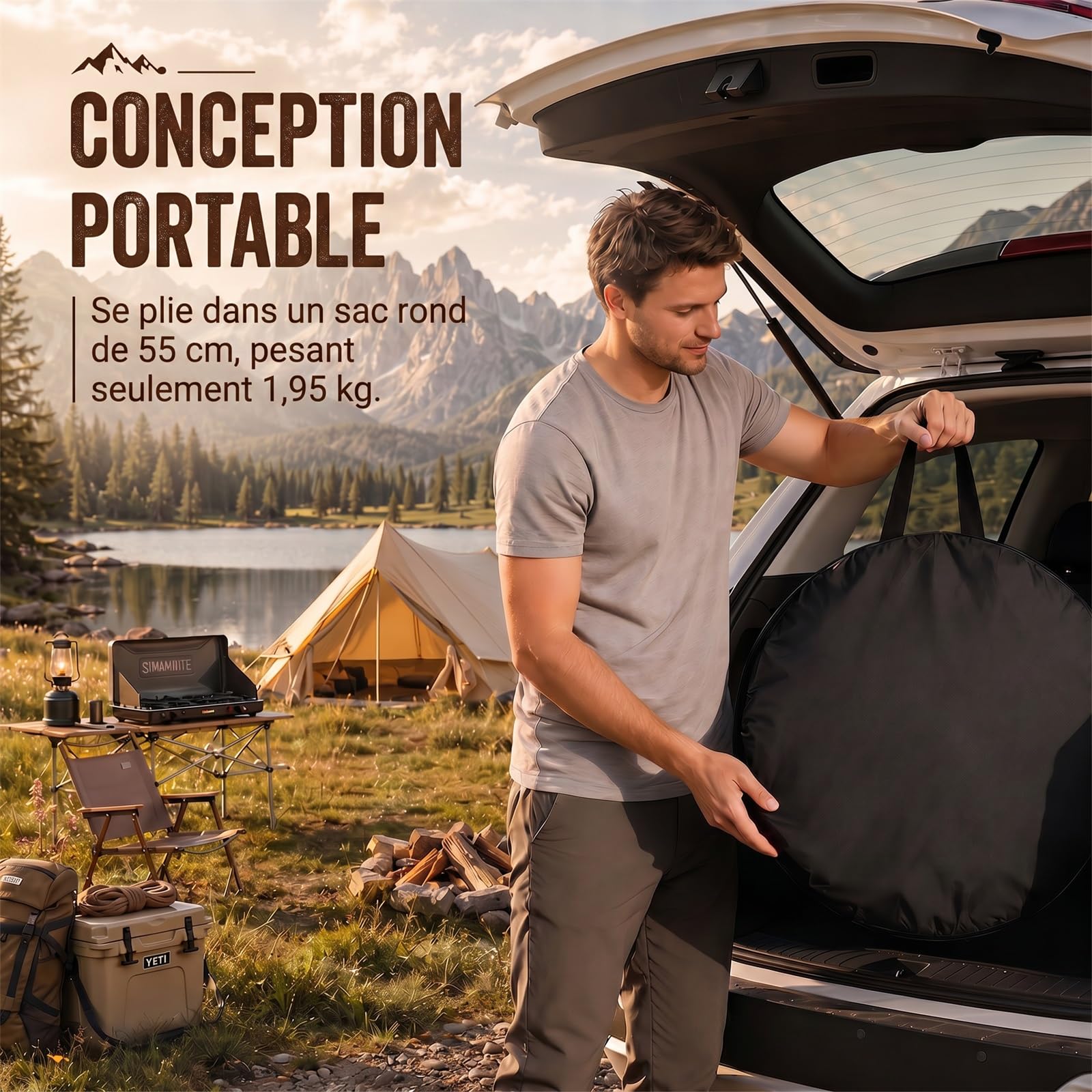 WolfWise Tente de Douche Pop Up Toilette Cabinet de Changement Camping Abri de Plein Air Vestiaire Extérieure Intérieure Portable, Largeur 40" (101 cm), Hauteur 75" (190 cm), Noir