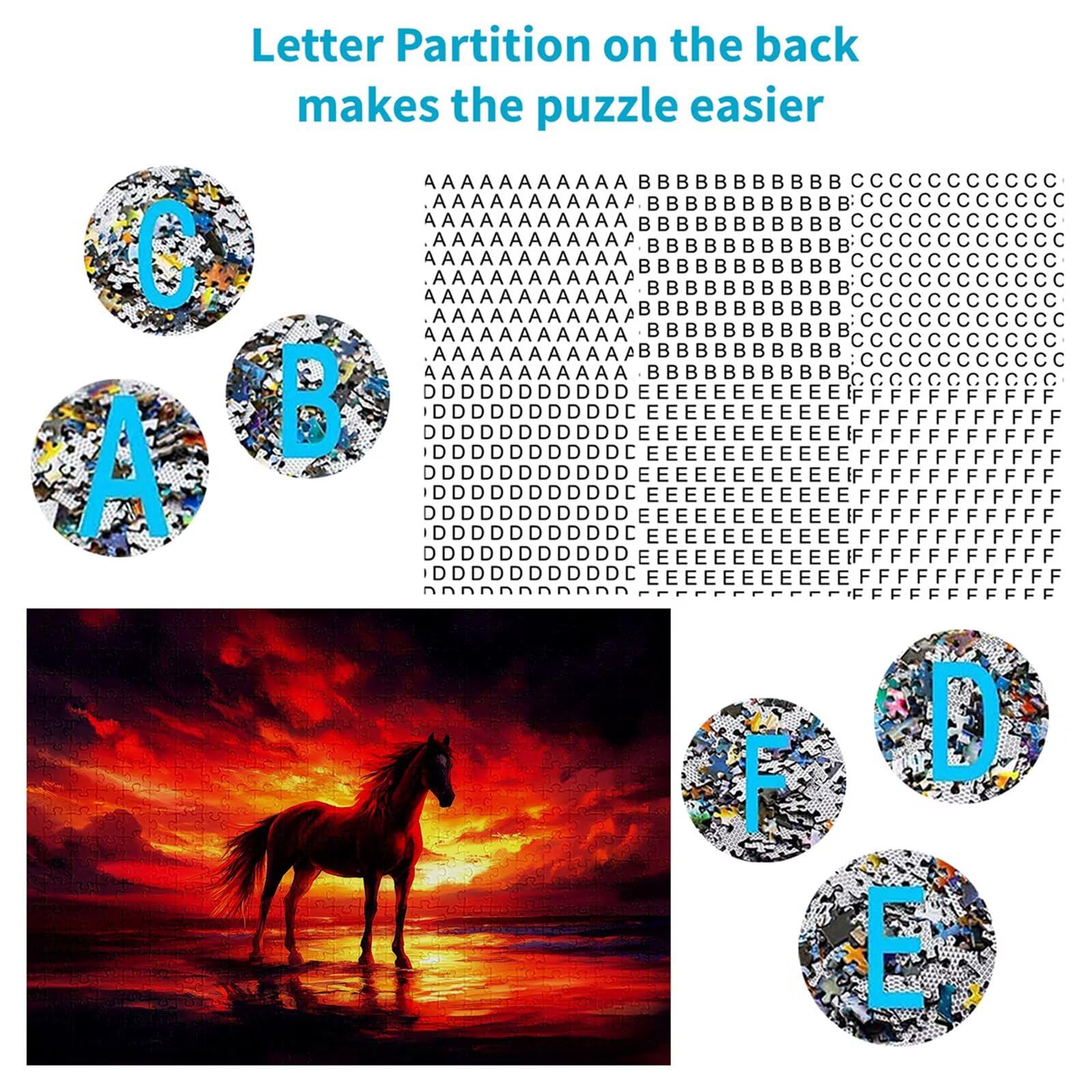Puzzle 2000 elementów koń puzzle dla dorosłych plaża 100 x 70 cm unikalne rzemiosło klasyczne drewniane układanka 3D do rodzinnych gier aktywnych, układanka do samodzielnego wykonania nawet do