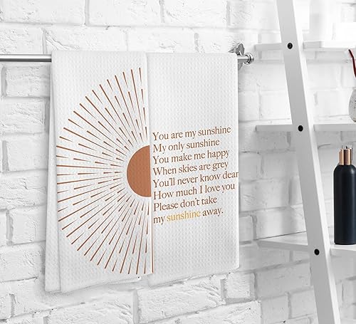 Miniatura 3 de You are My Sunshine - Juego de 2 toallas de cocina y paños de cocina y paños de cocina bohemios absorbentes, toallas de mano para baño y cocina,