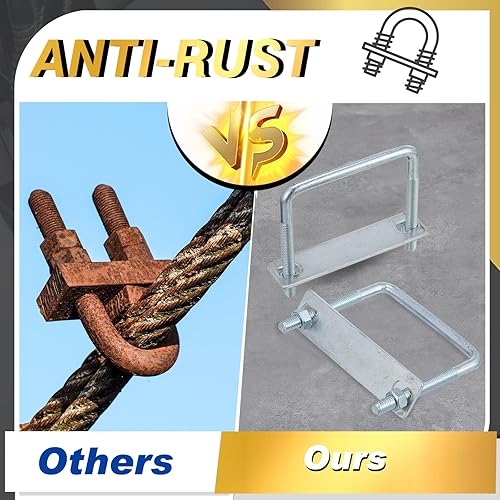 Miniatura 13 de Zonon 6 pernos cuadrados en U con placas de marco y tuercas chapados en zinc para tubo de remolque de barco, suministros industriales de madera