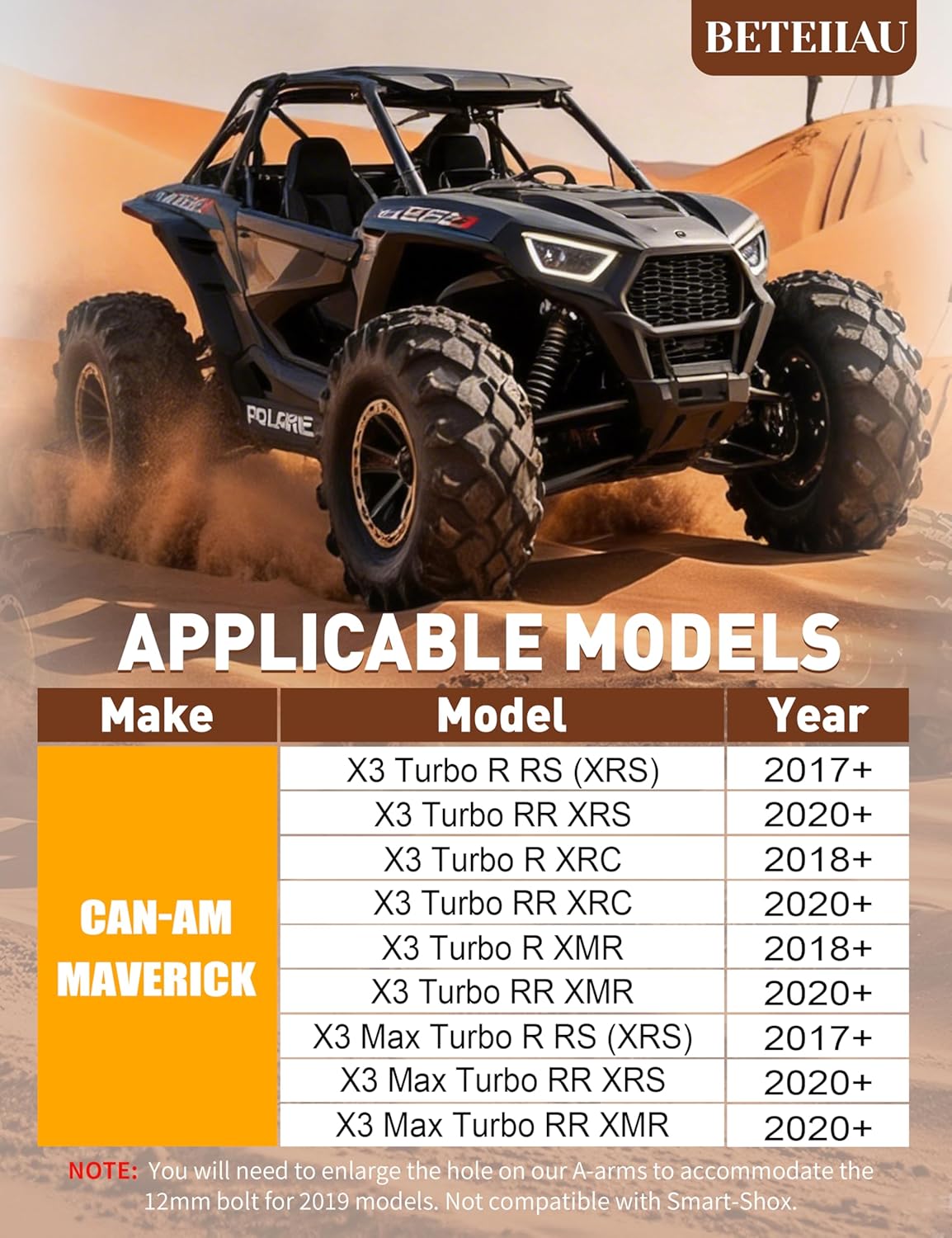 Wrinkle Black High Clearance Front Upper & Lower A-Arms for Can-Am Maverick X3 72" – Heavy-Duty 1.25" Tubular Steel, Adjustable Camber, Reinforced Suspension Arms Kit