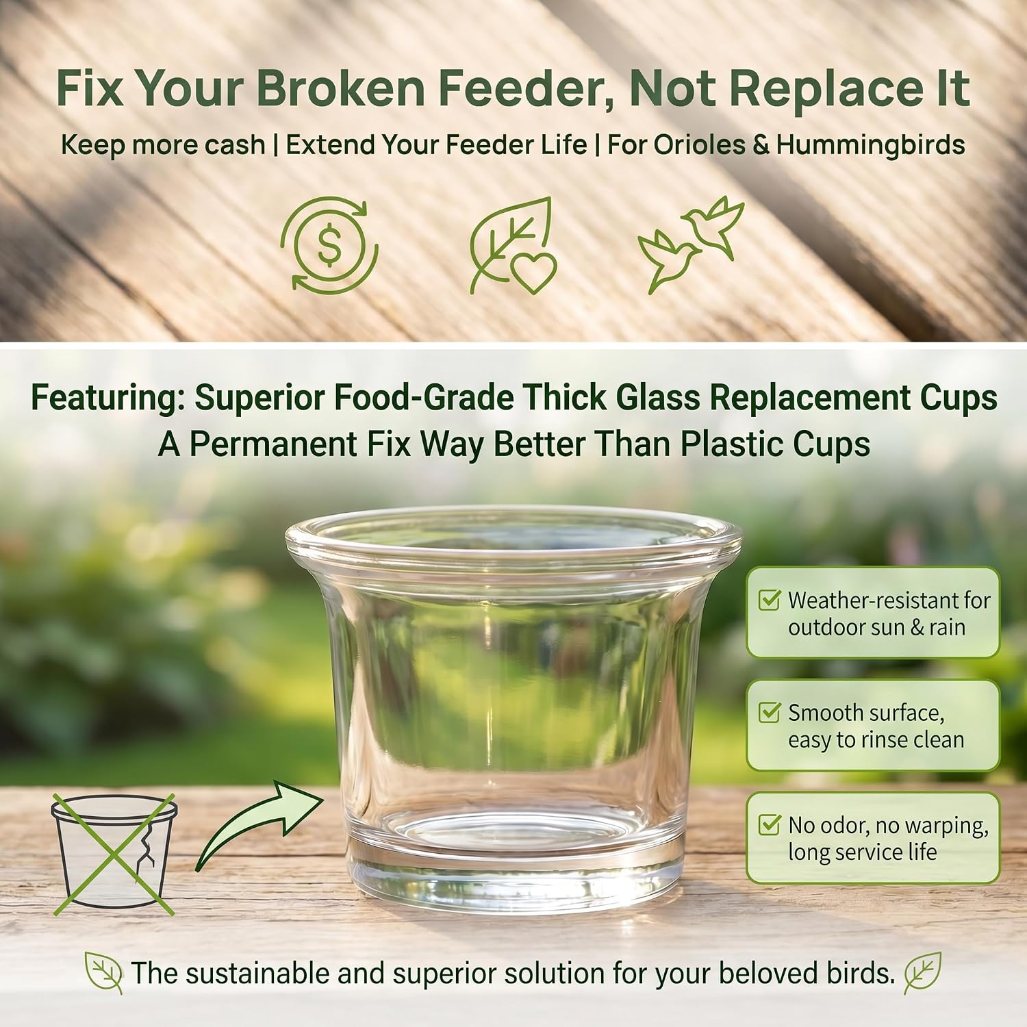 SUPVOX 1 Pack Oriole Feeder Replacement Glass Cup image 4