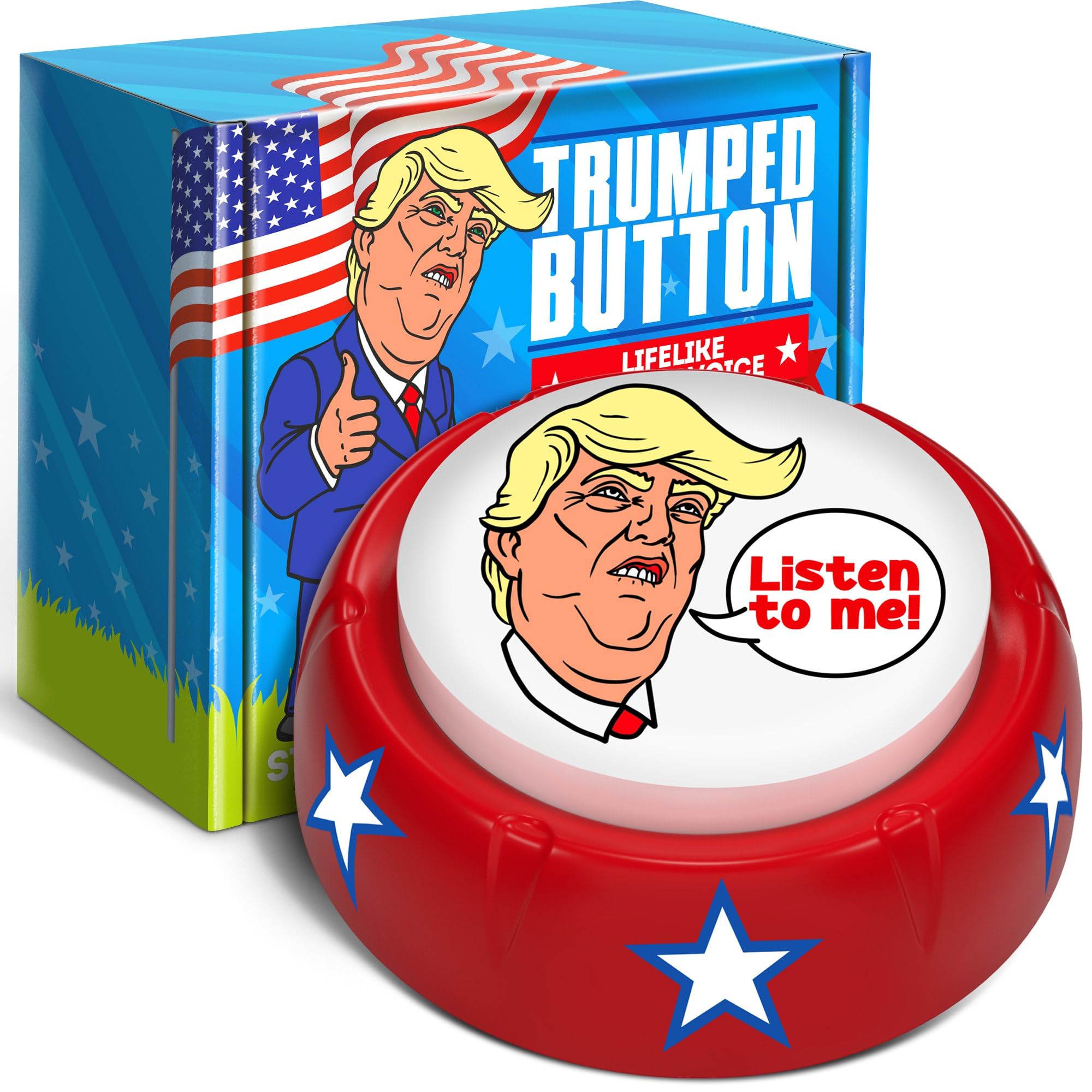 Trumped Button | Dad Joke Button with Donald Trump's Lifelike Parody Voice | Funny Gag Gift for Father Day | Cool Present for Friends & Colleagues | Funny Dad Birthday Gift | Gag Toy & Practical Jokes