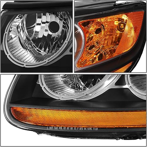 Miniatura 4 de DNA MOTORING HL-OH-052-BK-AM - Par de faros delanteros color ámbar negro estilo OE compatibles con Hyundai Santa Fe 07-12
