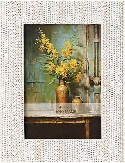 4x6 Distressed White Beaded Picture Frame for Tabletop Display & Wall Mount