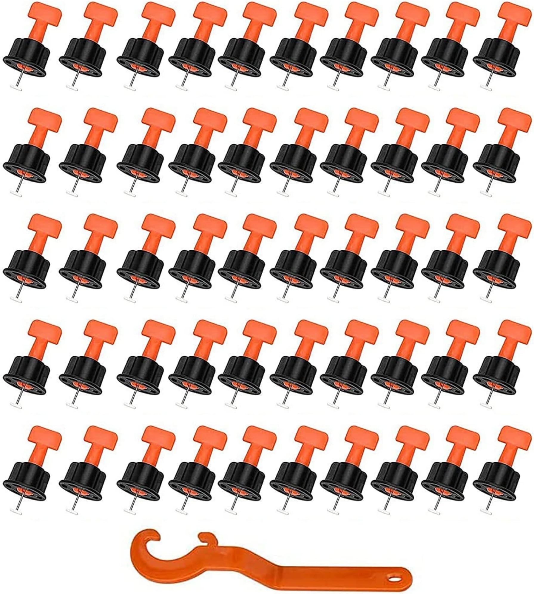 Zaptec Reusable Tile Levelling System Complete Kit for Floor & Wall Tiles (Pack of 50 Pcs T Needle, 50 Pcs Cap & 1 Wrench)