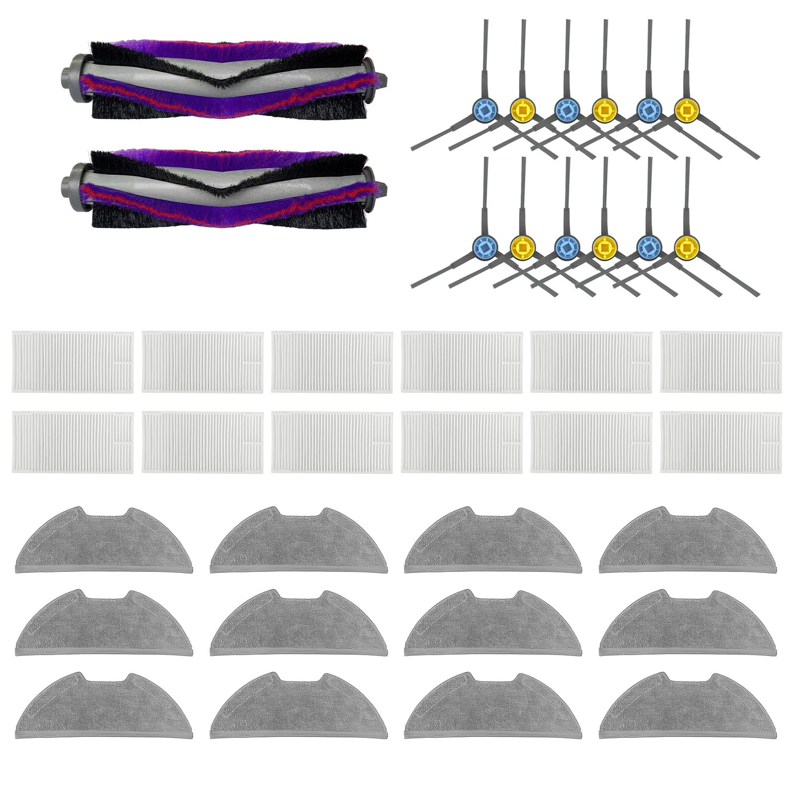 TFAOYS Vacuums Cleaner Spare Part Side Brushes Mopping Cloth Replacement Filter Main Brush Spare Part Suitable for E10S Model Robot Vacuum Accessories