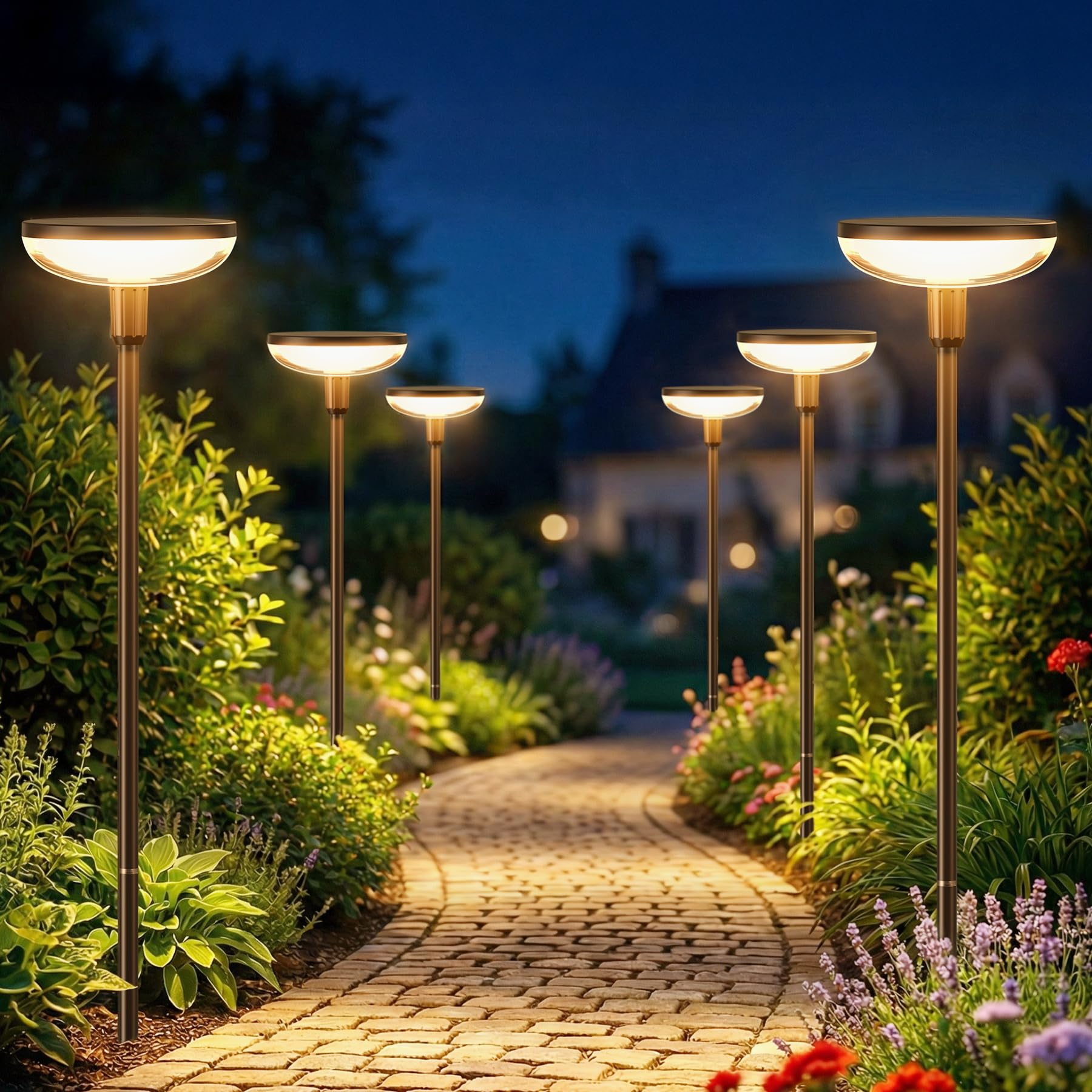 JOYCREATOR 6 Stück Solarlampen für Außen Garten 1000 mAh, IP65 Wasserdicht Moderne Garten Solarleuchten für Außen, LED Warmweiß Gartenleuchten Solar 50/82 cm mit Erdspieß für Deko, Geschenke für Papa