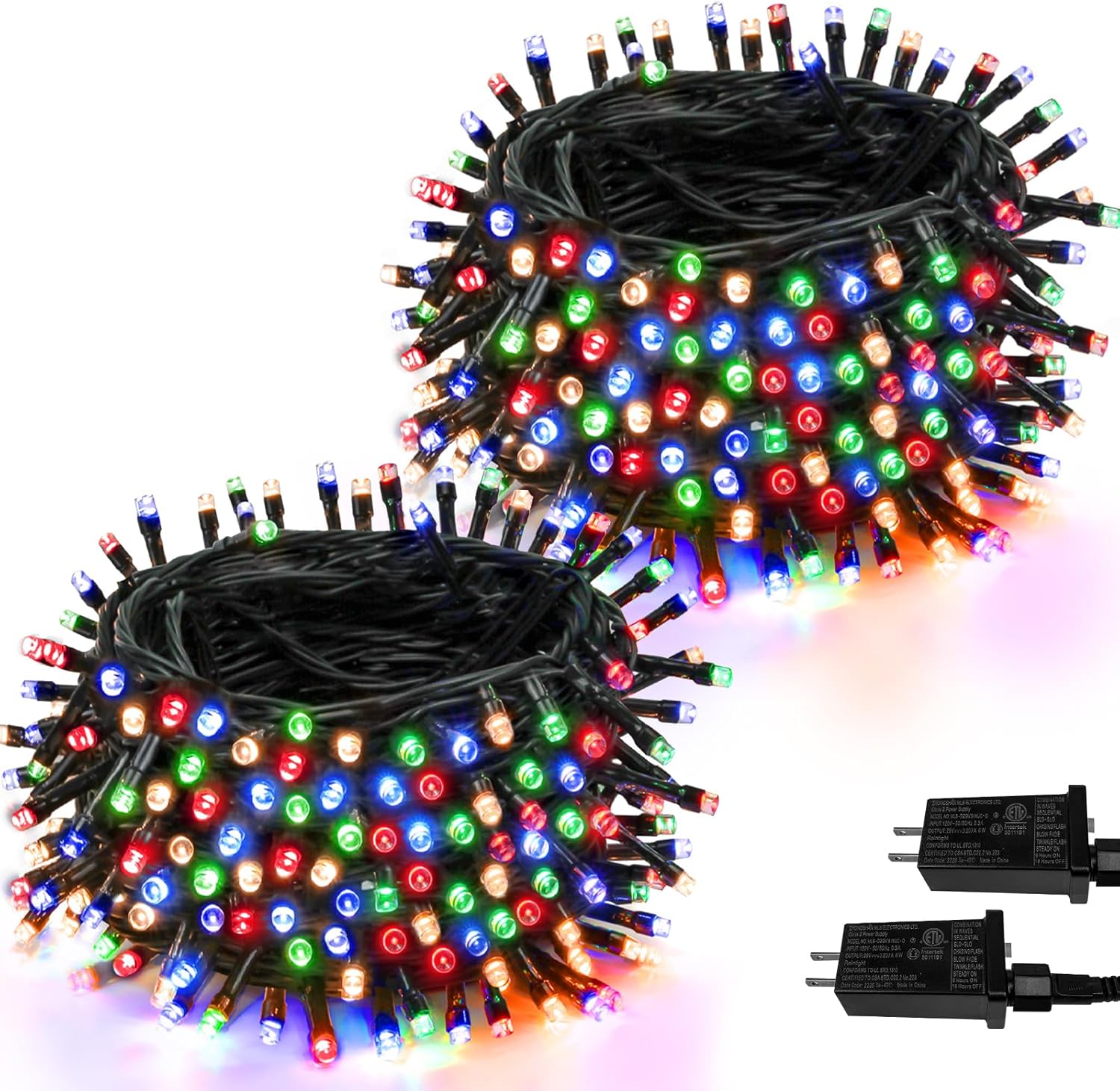 2-Pack 200 LED Christmas Lights for Indoor Outdoor, 66FT Super Bright String Lights Plug in, Waterproof 13 Modes Xmas Twinkle Lights Outdoor for Christmas Decorations Bedroom Xmas Tree (Multicolor) Multicolor 2 PACK-200LED