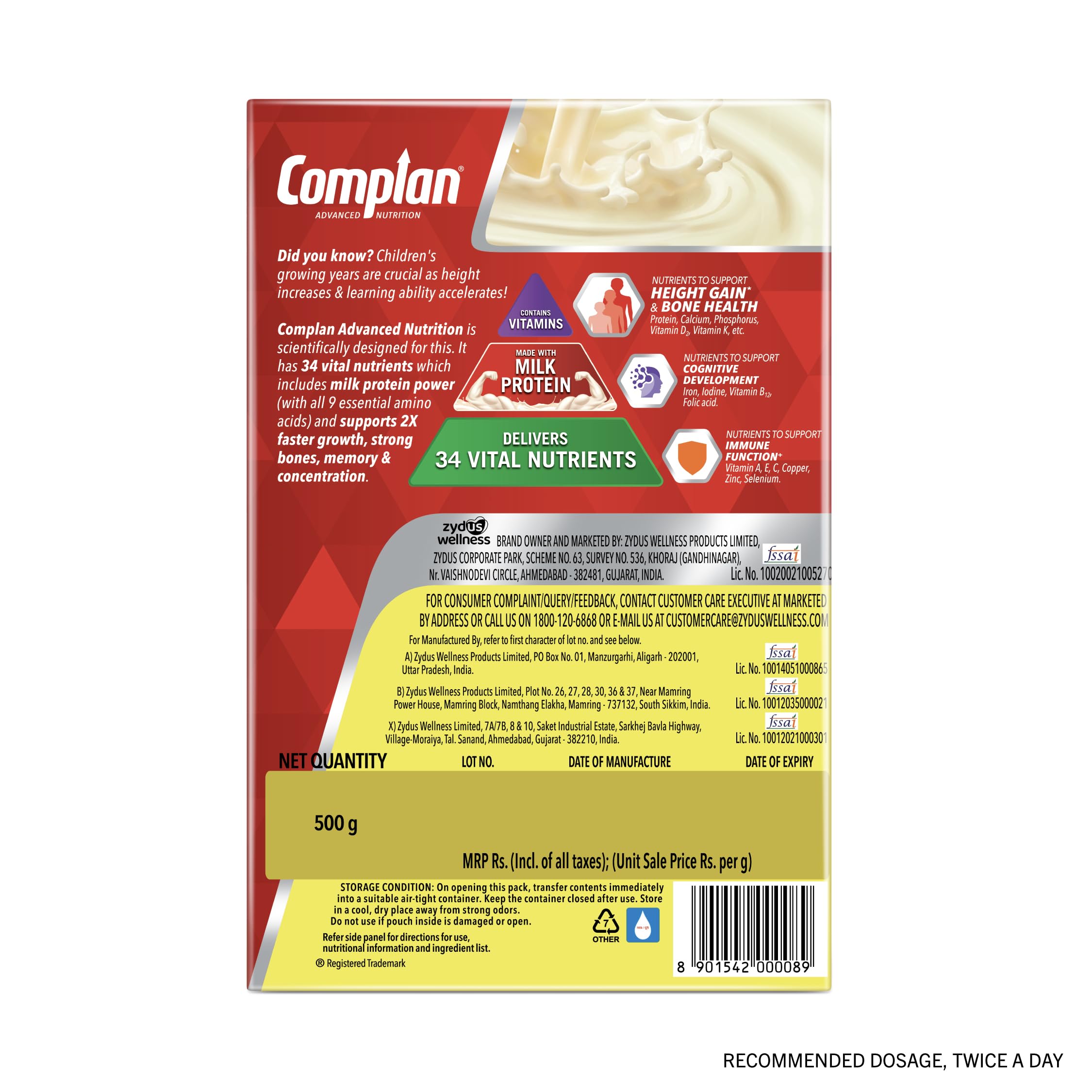 Complan Nutrition Drink Powder for Children, Creamy Classic Flavour, 500 g Carton | Nutrition drink for kids with protein & 34 vital nutrients — Amazon image 7