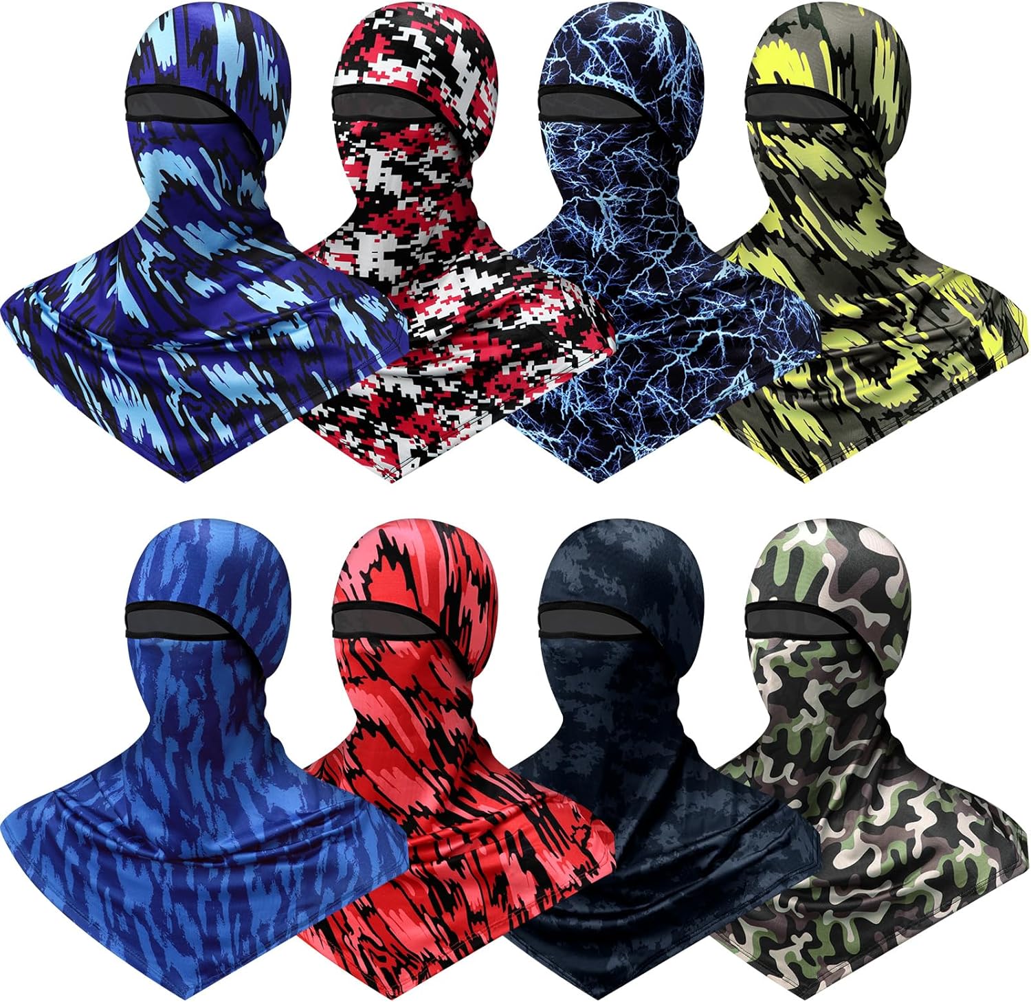 8 Pcs Balaclava Full Face Masks Summer Balaclava Long Face and Neck Cover Breathable Sun Protection for Men Women