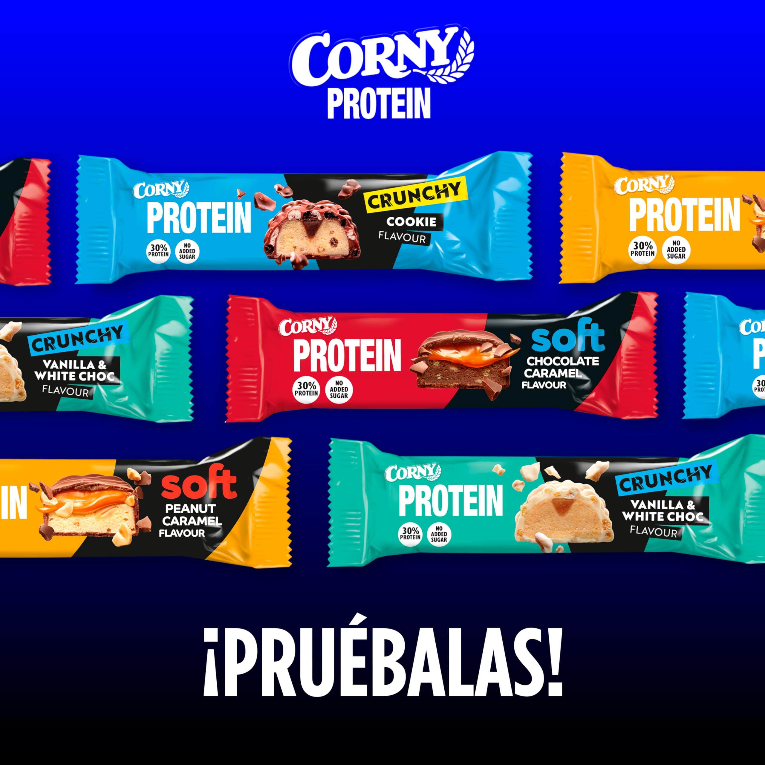 CORNY Protein Crunchy Cioccolato Bianco e Vaniglia, Barretta Proteica Senza Zuccheri Aggiunti*, 12 Barrette x 45g (Confezione da 2)