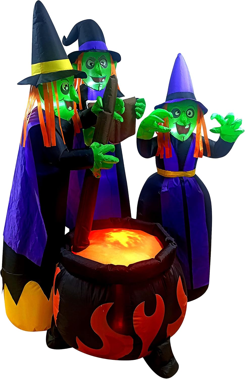 Joiedomi 6 FT Tall Halloween Inflatable Three Witch Around Cauldron with Flame Light Inflatable Yard Decoration with Build-in LEDs Blow Up Inflatables for Halloween Party Indoor, Outdoor Decorations : Patio, Lawn & Garden