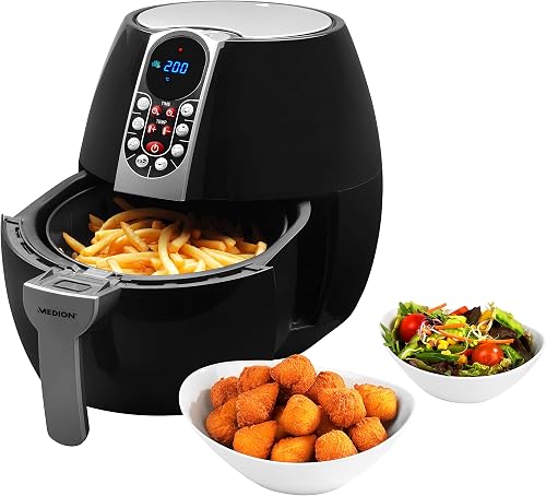 MEDION Air Fryer E10 S (Friteuse sans huile à air chaud, capacité 4 L, 1500 W, 8