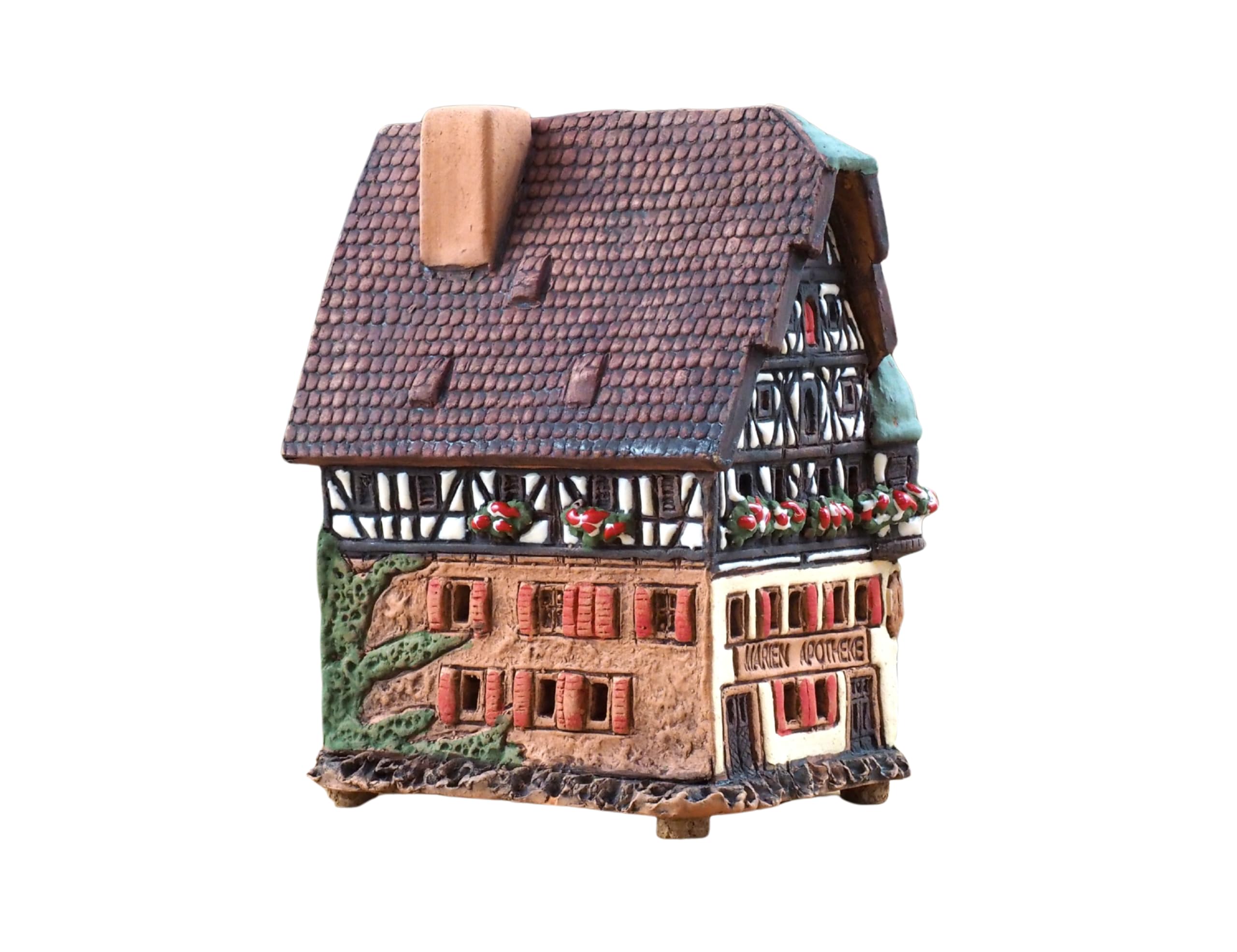 Keramik Lichthäuser, Räucherhaus, Keramikhaus Deko, Häuser, Künstlerisches Miniatur der originalen Marienapotheke in Rothenburg, Deutschland R278