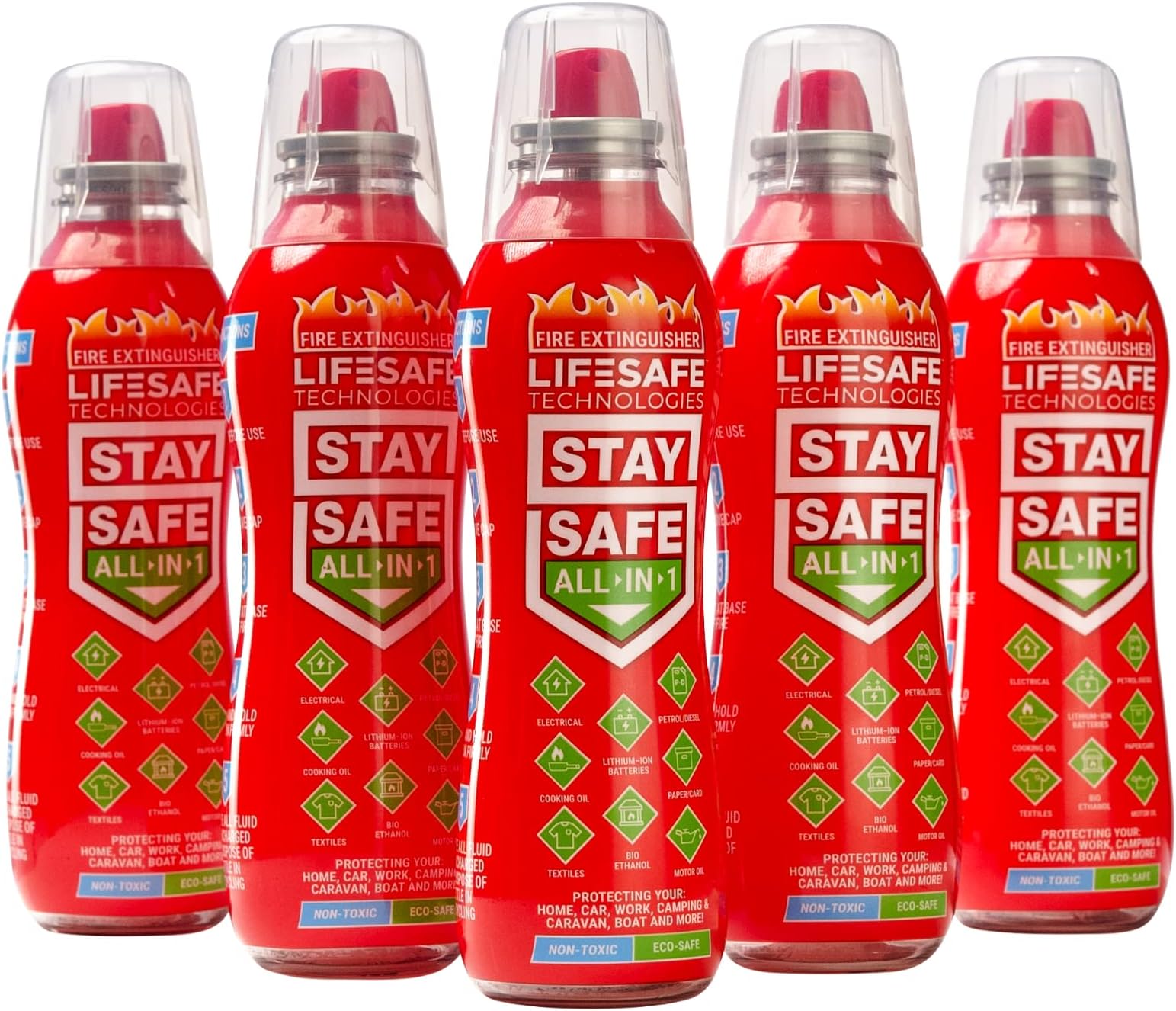 Small Fire Extinguisher for Home, Compact All-in-1 Fire Extinguisher for Car, Caravan, House, Kitchen and Camping, Multi-Purpose Spray for Electrical, Oil, Gas Fires, Kitchen Fire Extinguisher UK