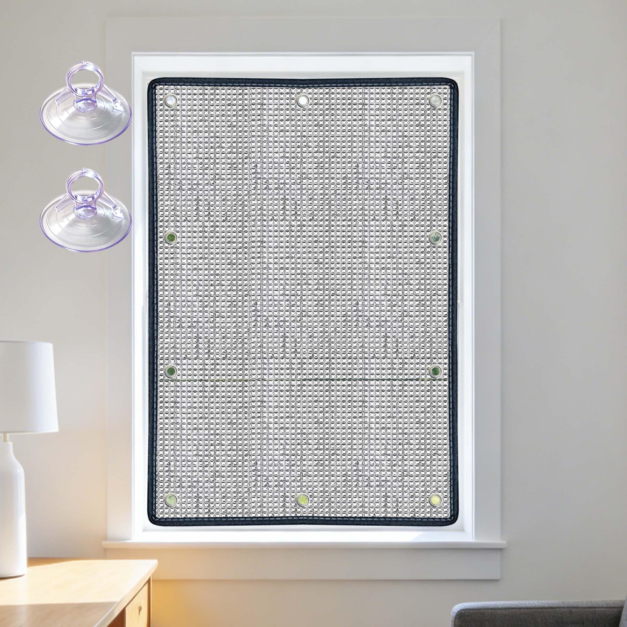 Hitzeschutzfolie Fenster Innen 72 x 135 cm UV Schutz Hitzeschutzfolie Fenster Sonnenschutzfolie mit Saugnapf für Dachfenster Heimbüro Wohnmobil, Silber