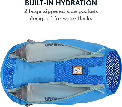 Ruffwear, Trail Runner Running Vest, Performance Dog Running Harness with Hydration Flasks, Reflective Trim & Light Loop, Lightweight Bounce-Free Running Dog Pack, Blue Pool, X-Small