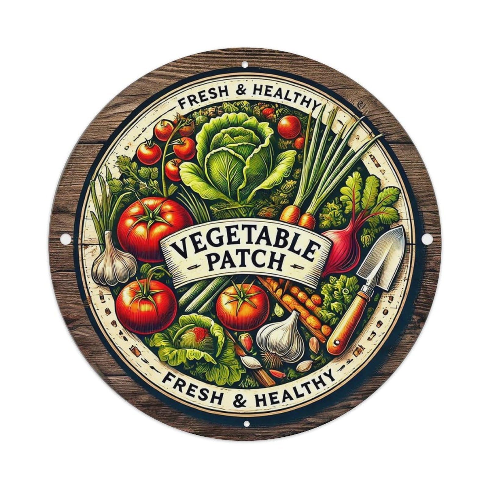 Jdyansheng Vintage Fresh Vegetable Patch Garden Illustration Tin Sign Metal Poster Metal Signs For Home Man Cave Bar Cafe Kitchen Laundry Room Wall Decorations 8X8 Inches