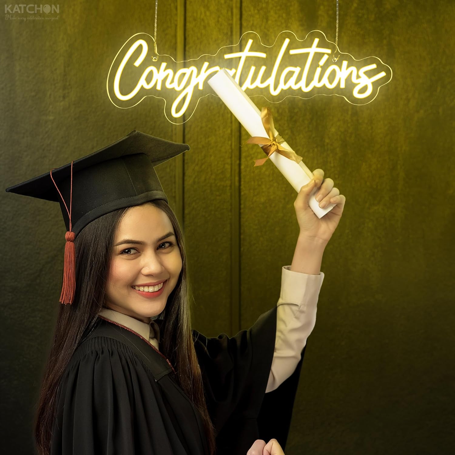 Graduation Decorations 2026 | Congratulations Neon Light Sign | Congratulations Light Up Sign | Graduation Decorative Lights | Backdrop for Grad Decorations Class of 2026, KatchOn