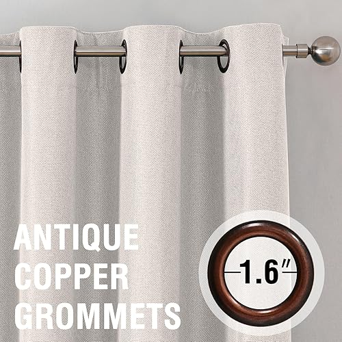 Miniatura 127 de H.VERSAILTEX Cortinas opacas de lino de 96 pulgadas de largo con aislamiento térmico para oscurecer la habitación, cortinas de lino con textura