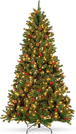 9ft Pre-Lit Pre-Decorated Spruce Hinged Artificial Christmas Tree