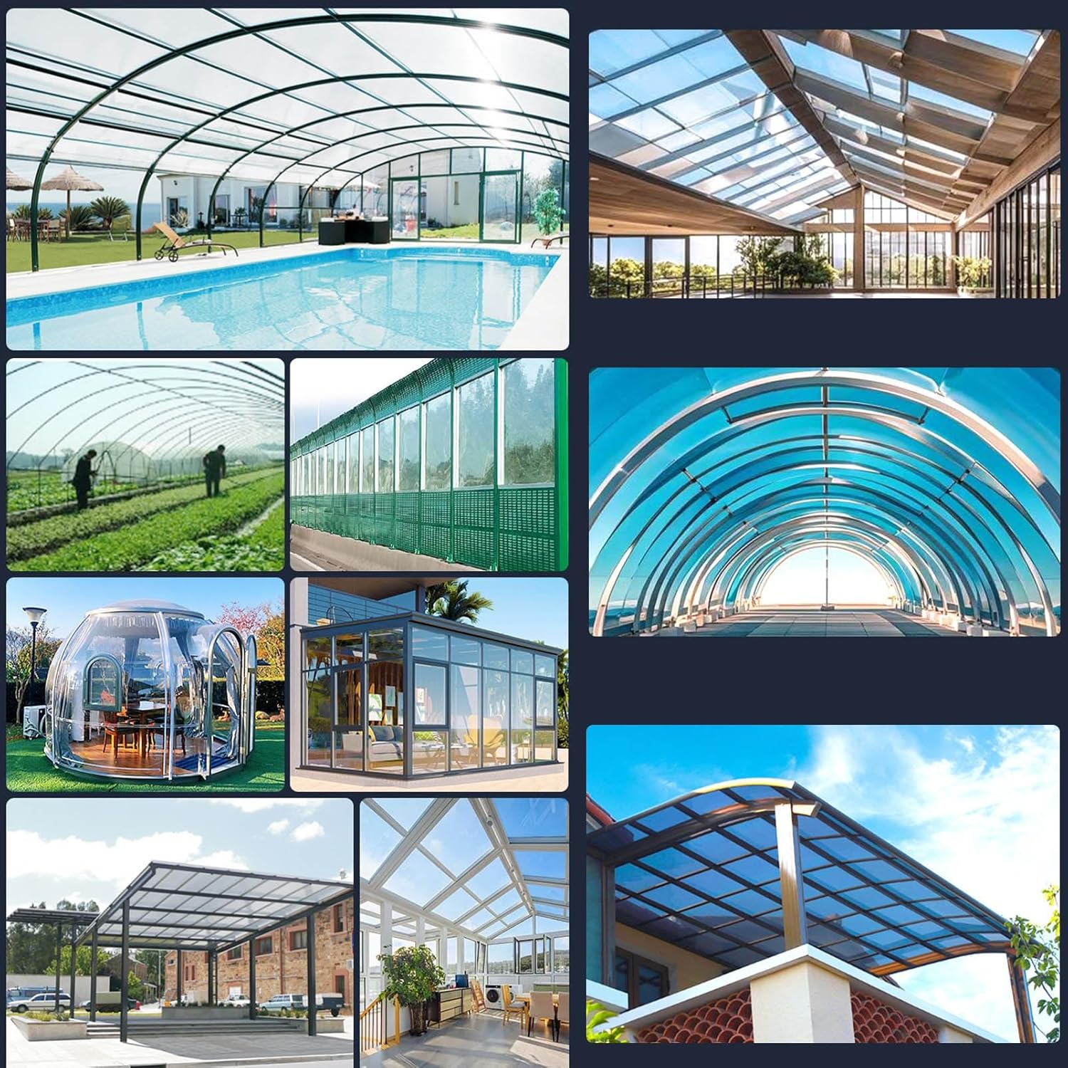 1.5mm Polycarbonate Plastic Sheet Weather-Resistant Roof Panels Transparent Greenhouse Sheets PC Endurance Board for Outdoor Canopy, Easy Cut(0.8x7m)