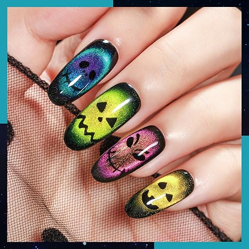 Miniatura 4 de MIZHSE Esmalte de uñas de gel de ojo de gato 9D de 8 colores, kit de esmalte de gel magnético mejorado con barra magnética, efecto Galaxy Chameleon,