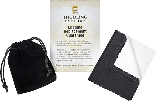 Miniatura 5 de The Bling Factory Correa grande chapada en oro de 14 quilates de 0906in con anillo solitario redondo de circonita cúbica  paño de microfibra